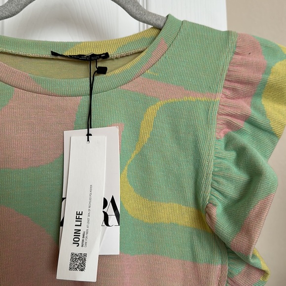 NWT ZARA RUFFLED JACQUARD TOP - Picture 11 of 14